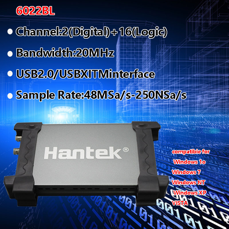 6022BL PC USB Oszilloskop Digital 20 MHz Bandbreite 16 Kanäle Logikanalysator